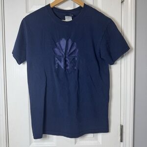 NBC Experience T-Shirt Top Small Embroidered Blue Logo Y2K Short Sleeve Cotton